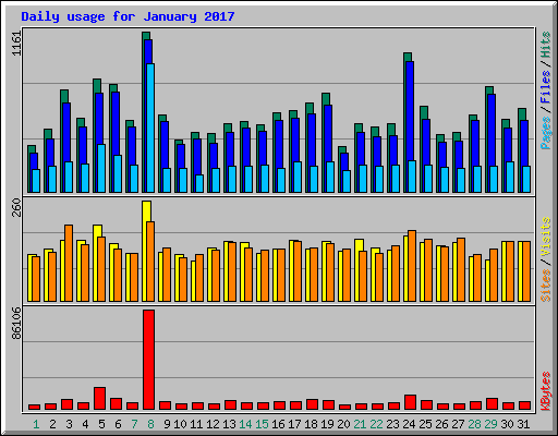 Daily usage for January 2017