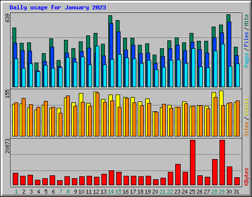 Daily usage for January 2023