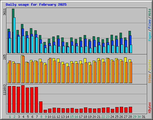 Daily usage for February 2025