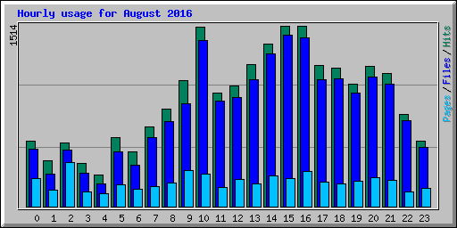 Hourly usage for August 2016